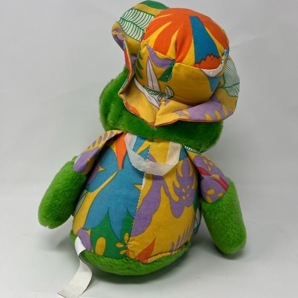 Vintage Frog Plush Romi Toy Inc 1988 Large Stuffed Animal Floral Outfit - Picture 3 of 7